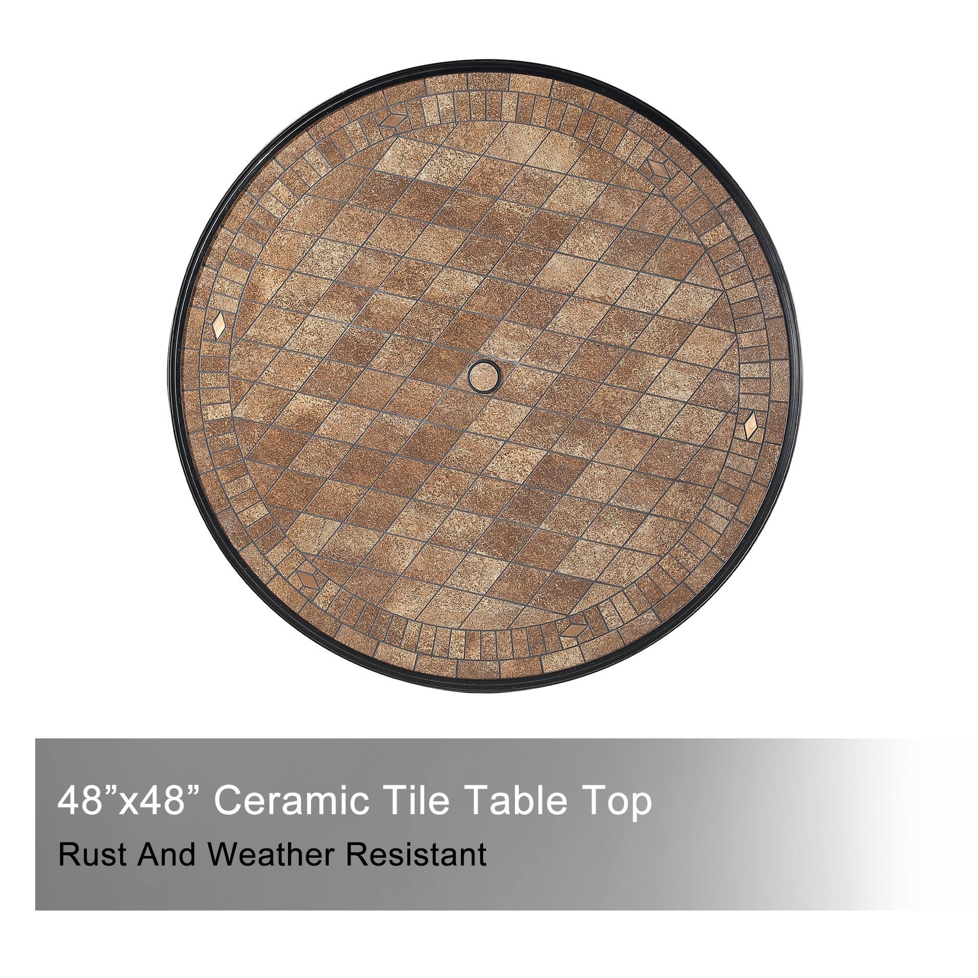 48"x48" Ceramic Tile Table Top  
Rust And Weather Resistant