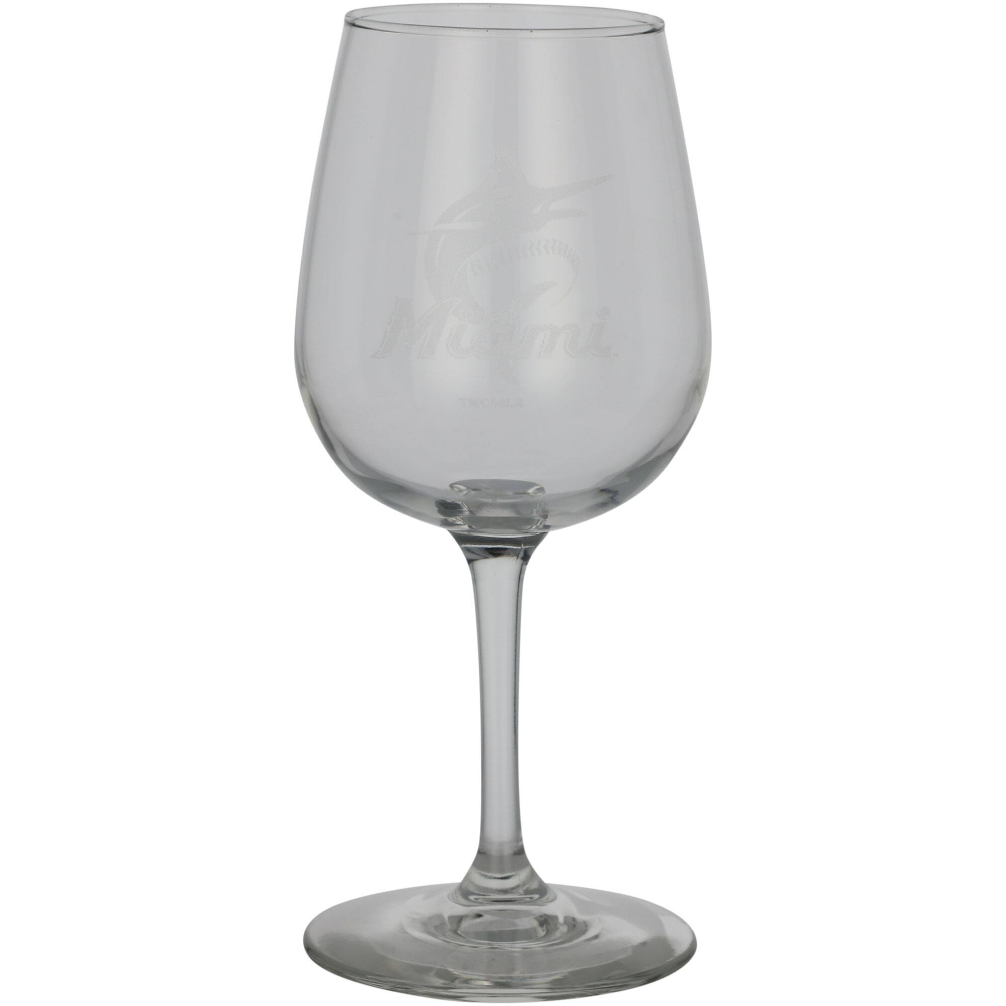 Front. The Memory Company - Miami Marlins 12.75oz. Stemmed Wine Glass - Multicolor.