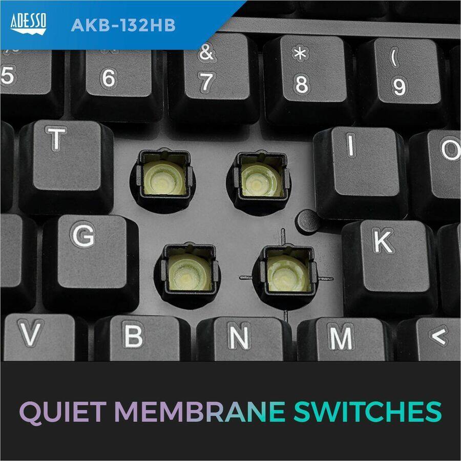 ADESSO AKB-132HB & 5 6 7 8 ( 9 T I O G K V B N M < QUIET MEMBRANE SWITCHES