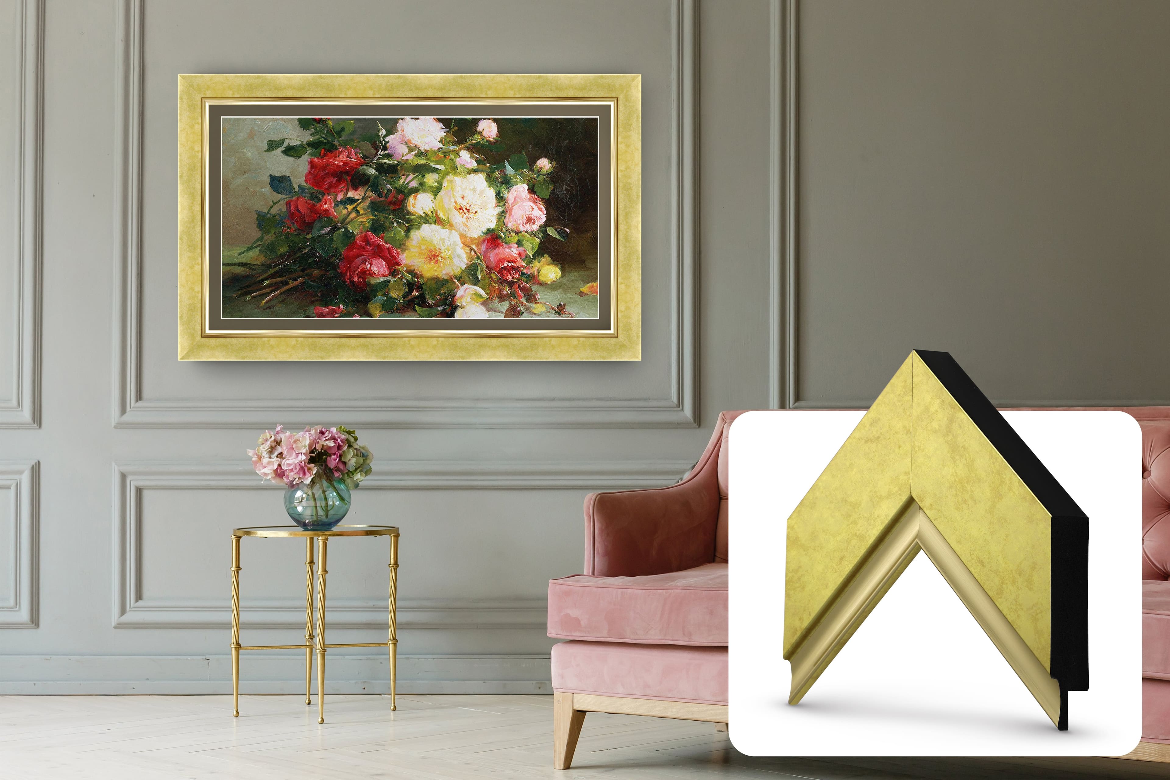 Deco TV Frames - Premiere Bezel for Samsung the Frame TV - 75" - Contemporary Gold - Front_Zoom