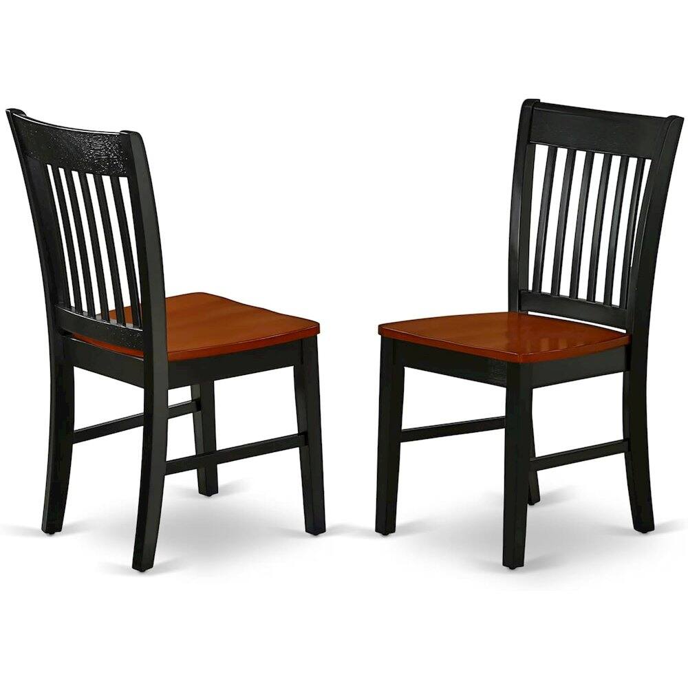 Alt View 3. FurniFact - Solid Wood 5 Piece Dining Table Set in Black & Cherry for 4 People - Black & Cherry.