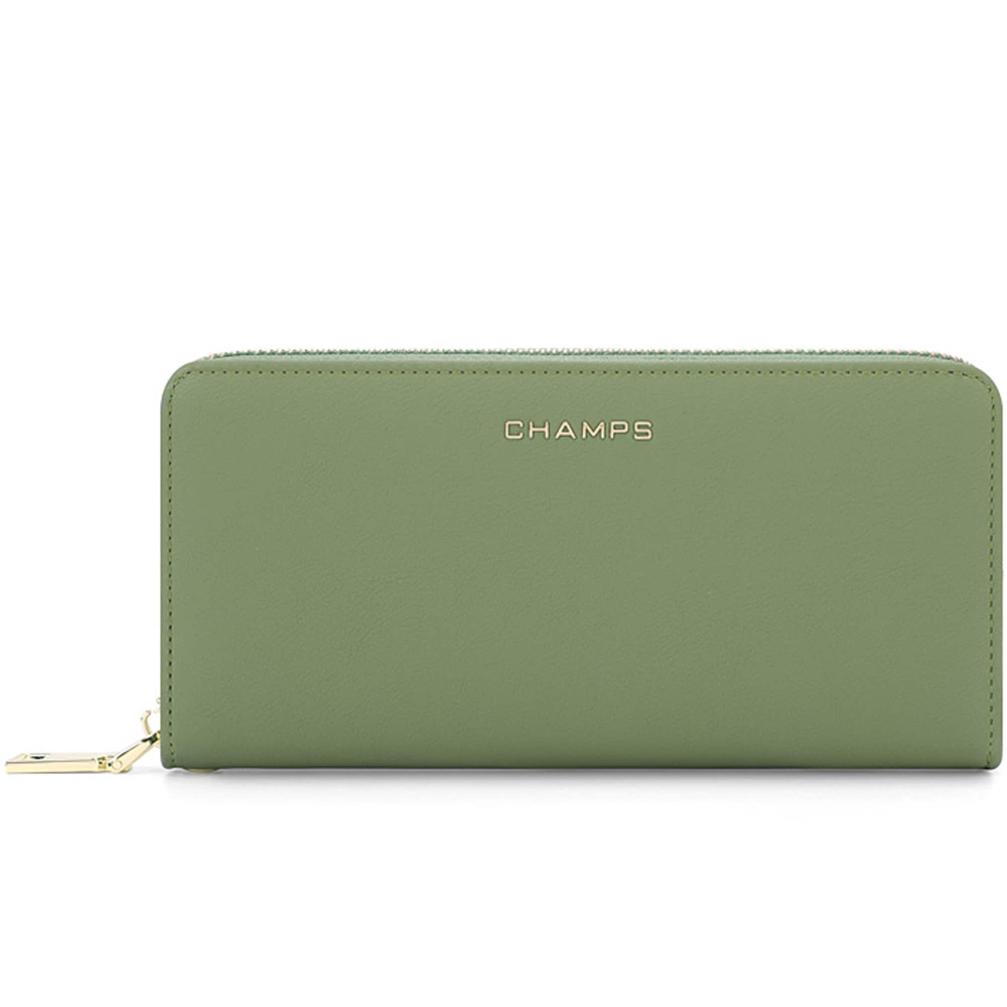 Front. Champs - Iconic Collection Zip-Around Wallet - Green.