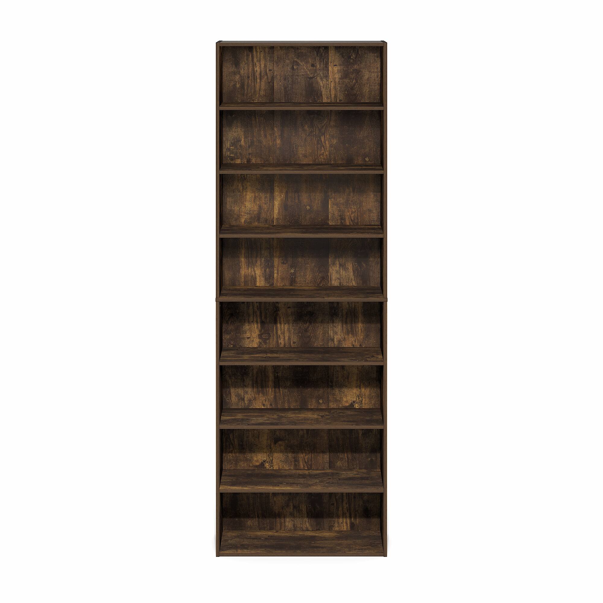 Alt View 5. Furinno - Basic 8-Tier Open Shelf Bookcase, Bookshelf, Storage Organizer, 12 x 24 x 71 - Amber Pine.