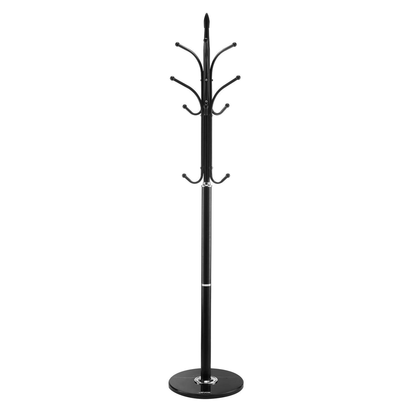 Alt View 5. VEVOR - Coat Rack Freestanding, Coats Tree Stand with Stable Marble Base & 6 Hooks, Free Standing Hall Coat Rack for Entryway - black.