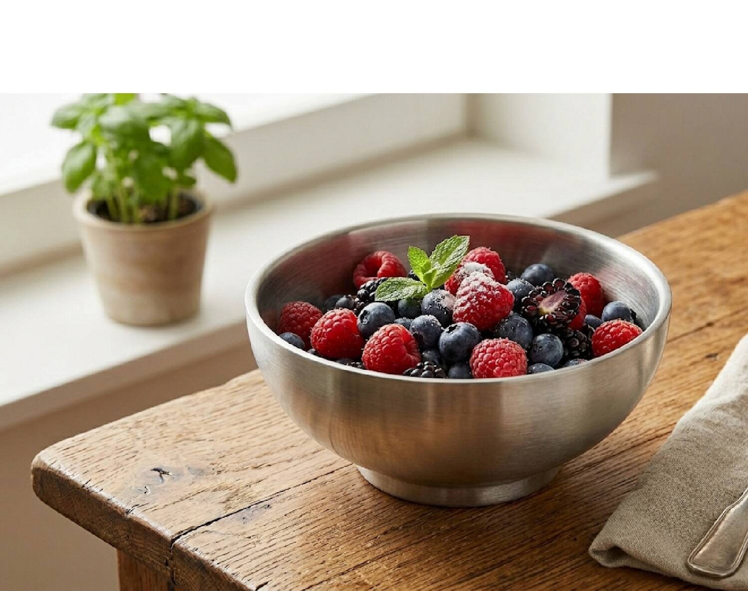 Back. Jiallo - 7" Stainless Steel Round Bowl – Polished, Durable, Food‑Safe - Silver.