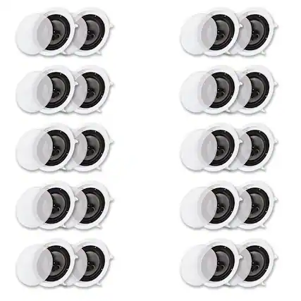 Front. Acoustic Audio by Goldwood - CS-IC83 in Ceiling Wall 8" Speaker 10 Pair Pack 3 Way Home Theater Flush Mount - Paintable White.