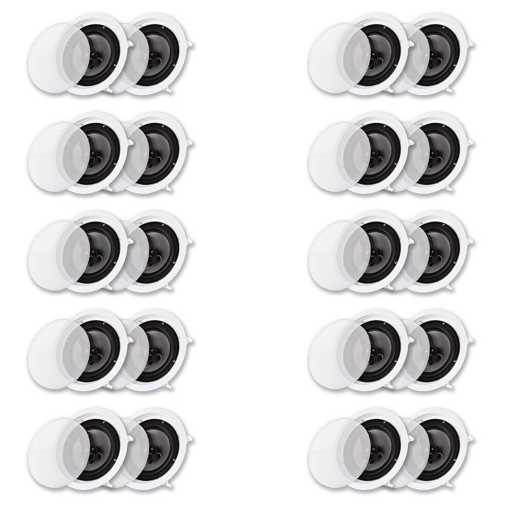 Front. Acoustic Audio by Goldwood - CS-IC83 in Ceiling Wall 8" Speaker 10 Pair Pack 3 Way Home Theater Flush Mount - Paintable White.