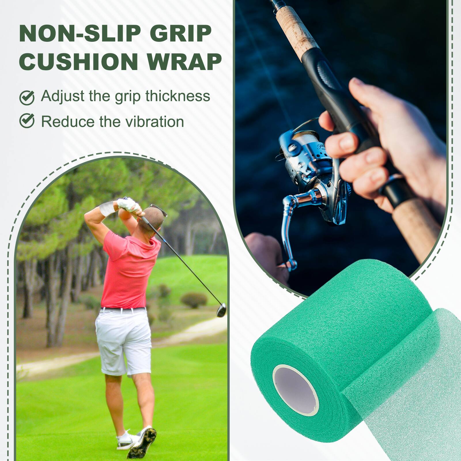 NON-SLIP GRIP CUSHION WRAP

- Adjust the grip thickness
- Reduce the vibration
