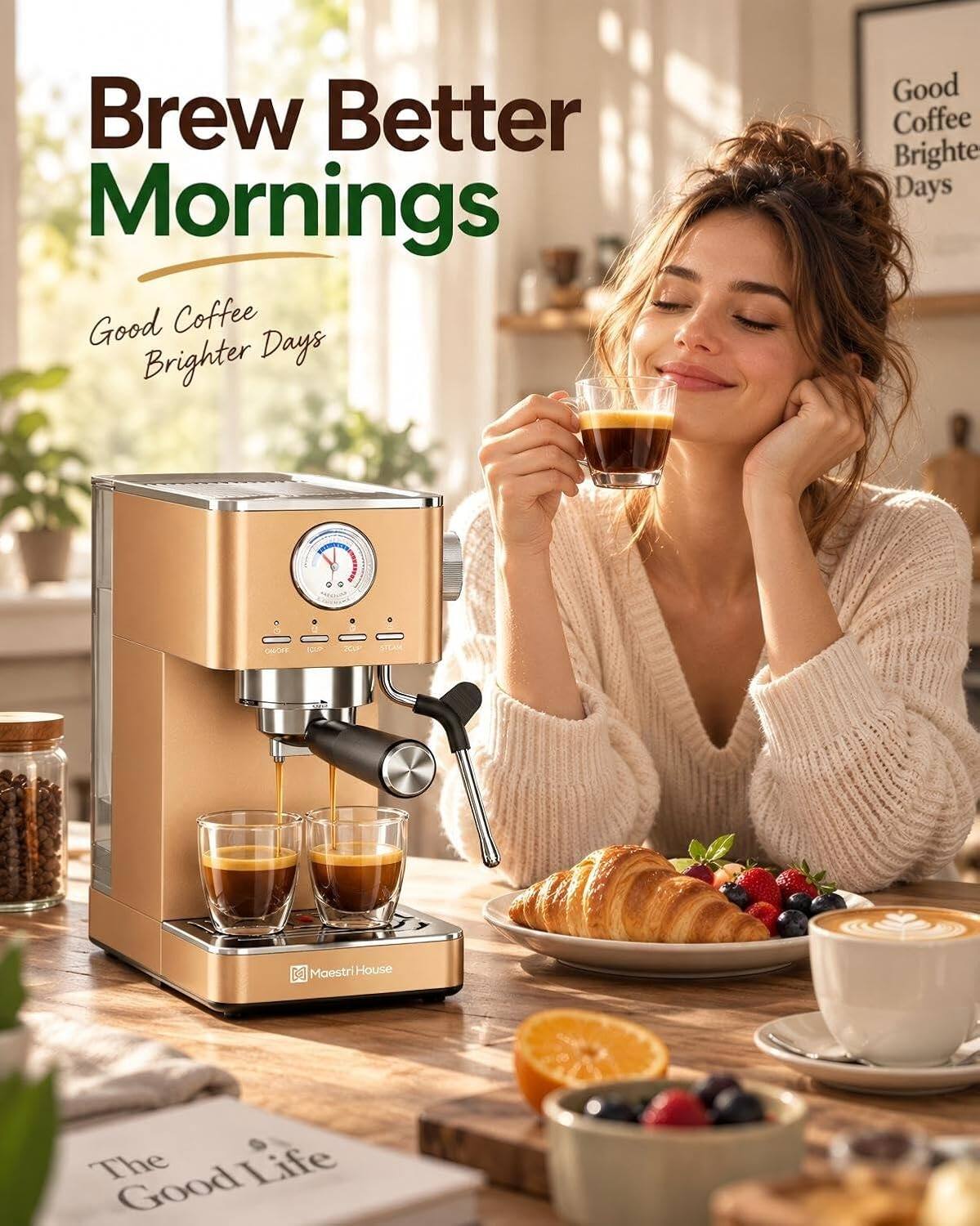 Brew Better Mornings  
Good Coffee Brighter Days

Maestri House  
The Good Life