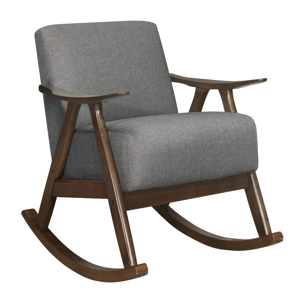 Loheer - Modern Fabric Upholstered Rocking Chair with Dark Walnut Finish Wood Frame and Cushion Seat - Gray price history on PriceWatchPro