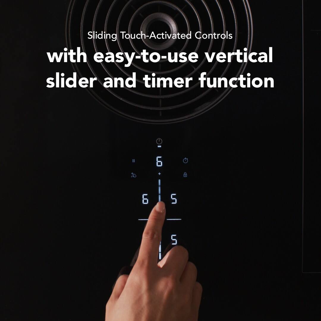 Sliding Touch-Activated Controls with easy-to-use vertical slider and timer function