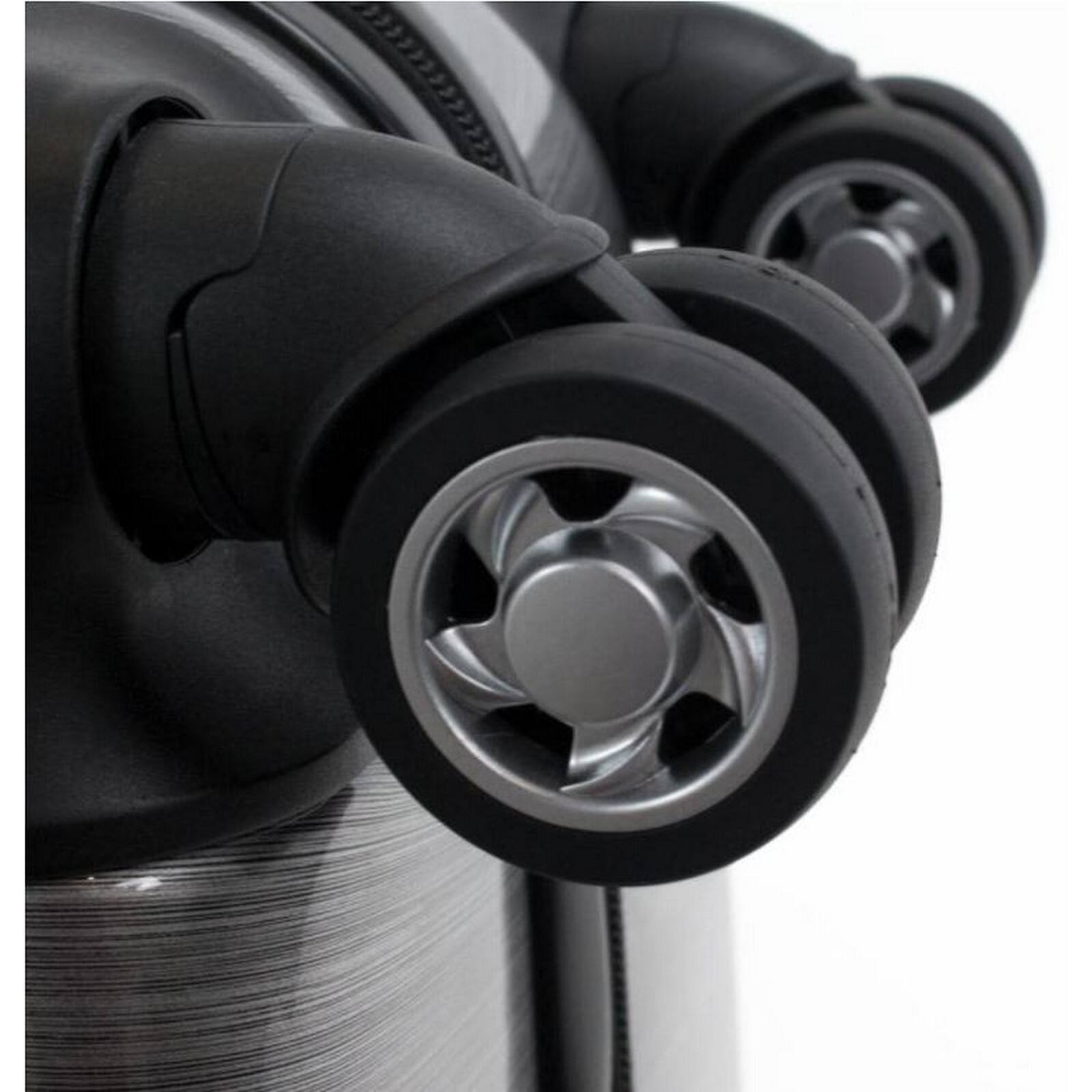 Alt View 4. World Traveler - 20-Inch Polycarbonate Carry-On Spinner with 14" Laptop Pocket, TSA Lock, and 8-Wheel System - Grey.