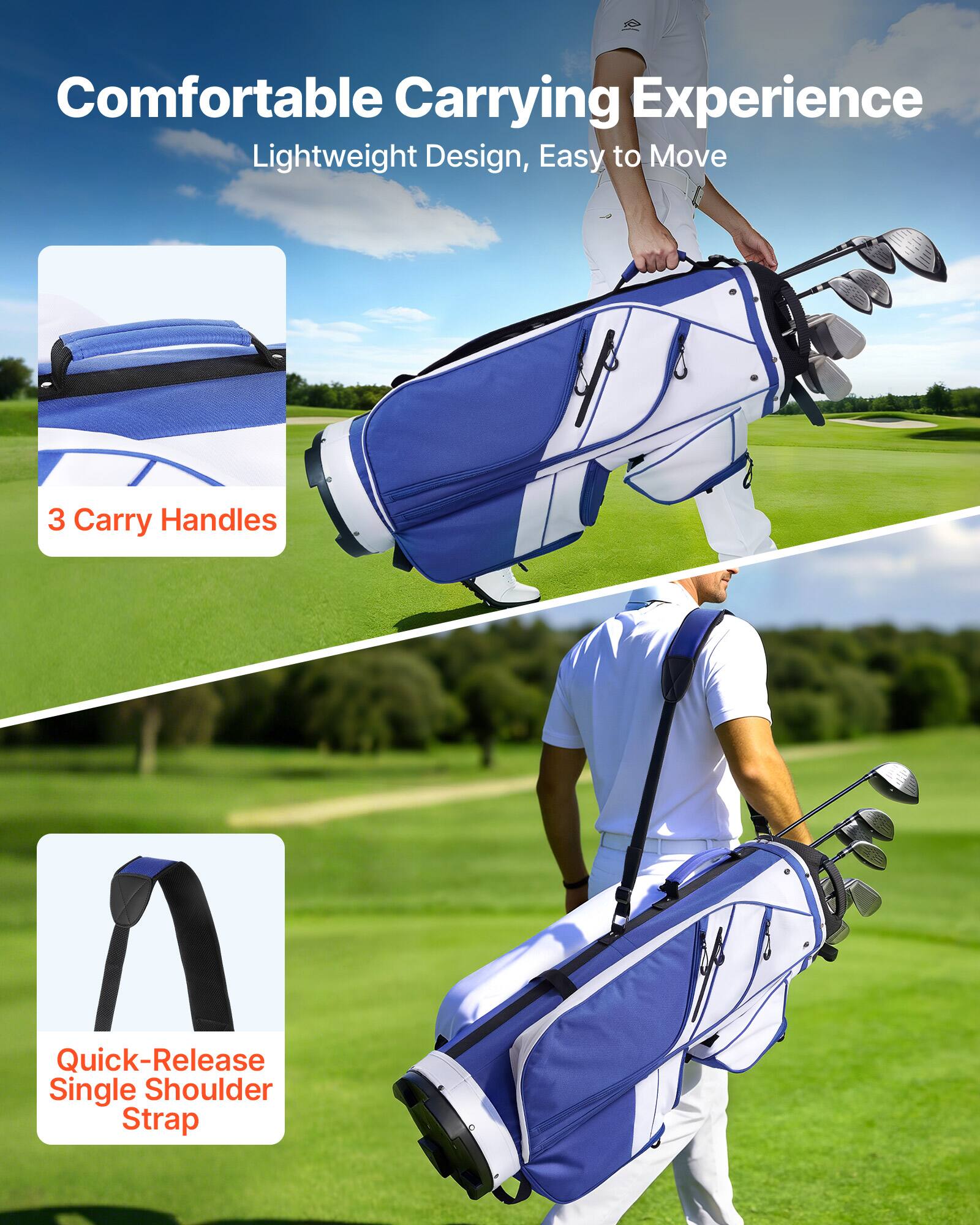 Comfortable Carrying Experience  
Lightweight Design, Easy to Move  

3 Carry Handles  

Quick-Release Single Shoulder Strap