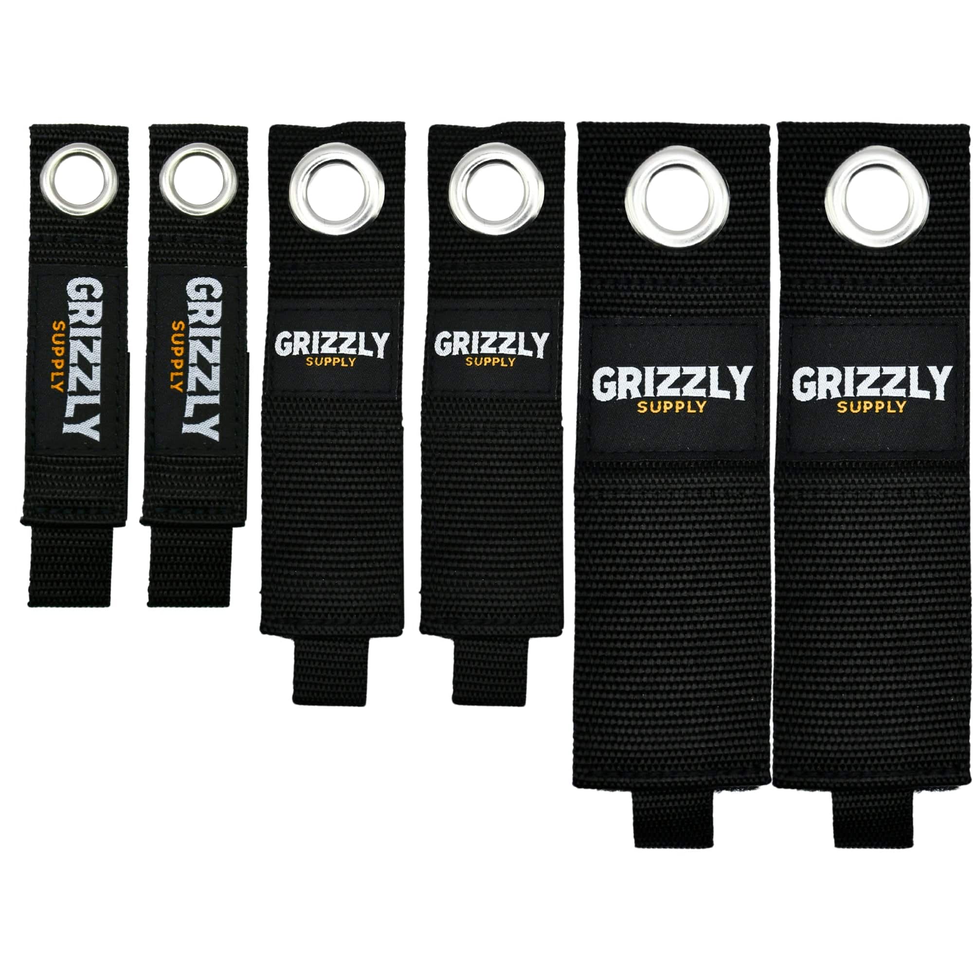 Grizzly Supply - 7", 10", 13" Hook and Loop Storage Strap 6/pk - Black