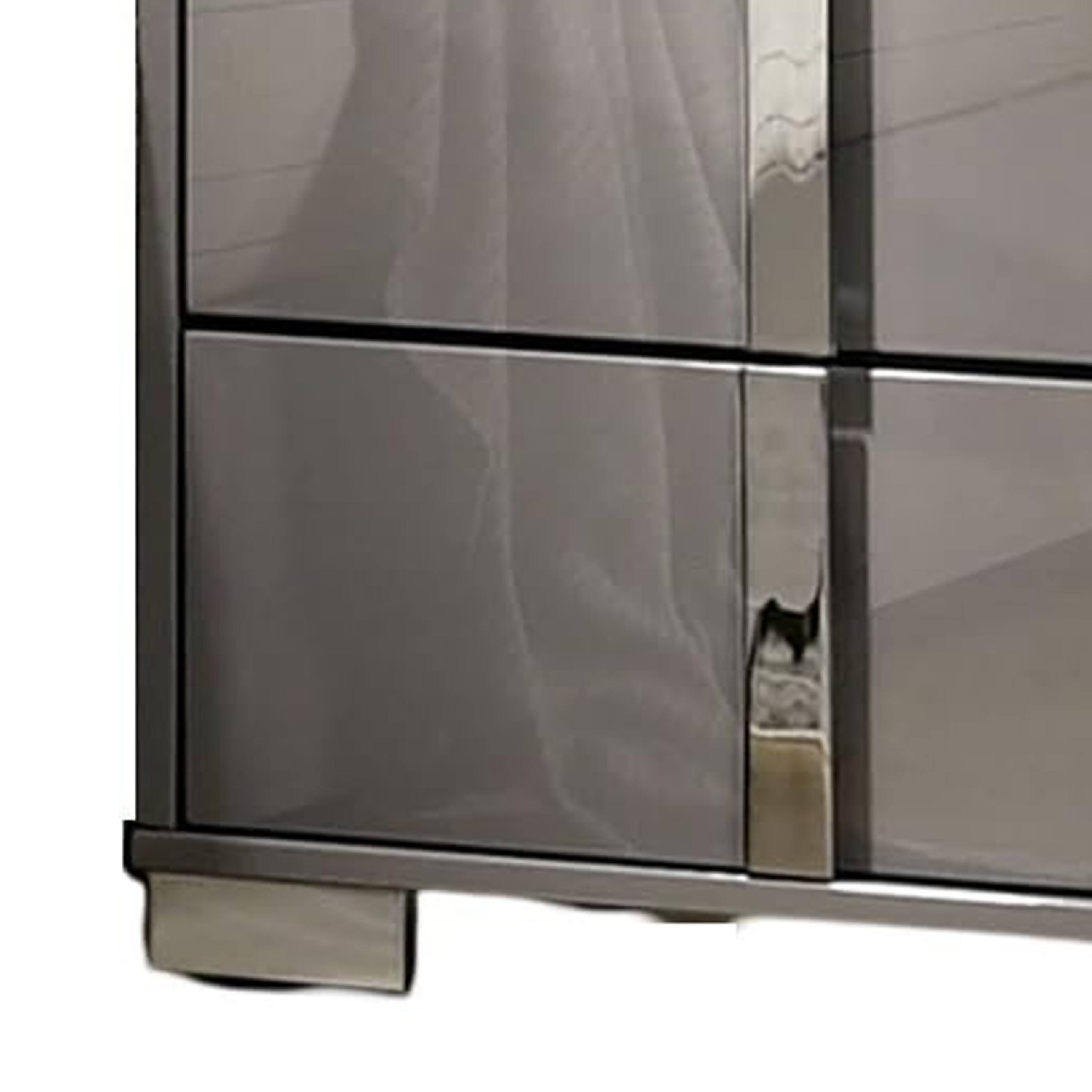 Alt View 3. Manhattan Lane - Suni Nightstand, Light Taupe Wood with UV Finish, 2 Drawers, 24 Inch - Light Taupe, Chrome.