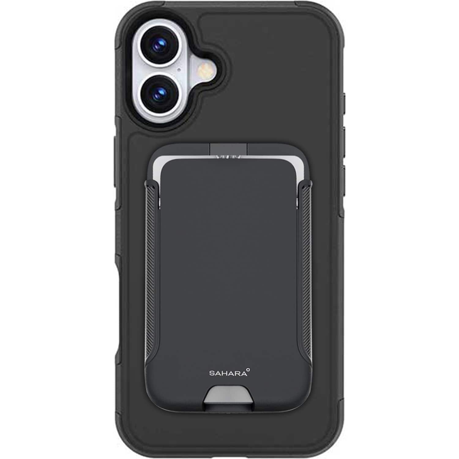 Front. SaharaCase - Raider Series Wallet Case for Apple iPhone 16 Plus - Scorpion Black.