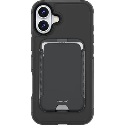 Front. SaharaCase - Raider Series Wallet Case for Apple iPhone 16 Plus - Scorpion Black.
