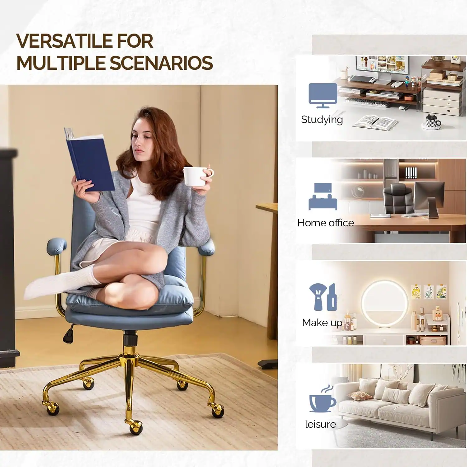 VERSATILE FOR MULTIPLE SCENARIOS

- Studying
- Home office
- Make up
- Leisure