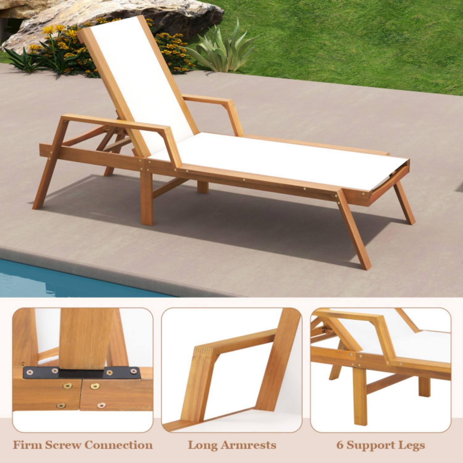 Firm Screw Connection  
Long Armrests  
6 Support Legs