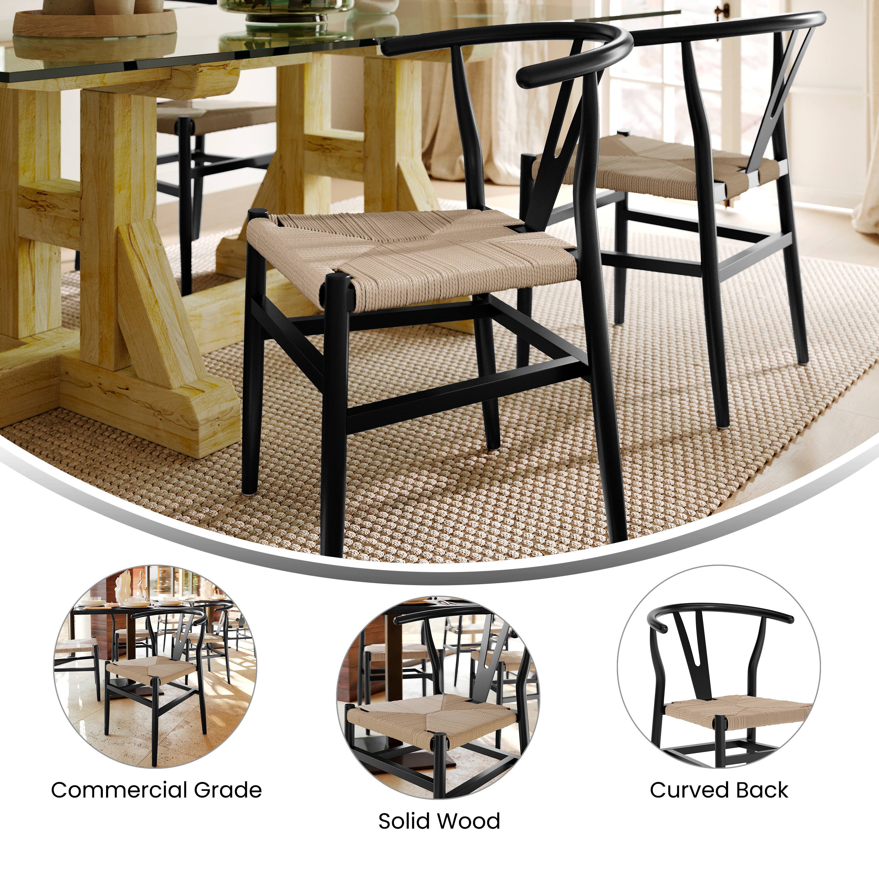 Emma + Oliver Devine Y Back Style Wooden Dining Chair with Kraft Paper ...