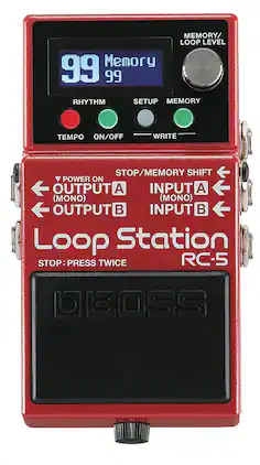 BOSS - Advanced Loop Station Pedal with Multi-Track Looping, Built-In Effects, USB Connectivity, and Professional Performance - Red