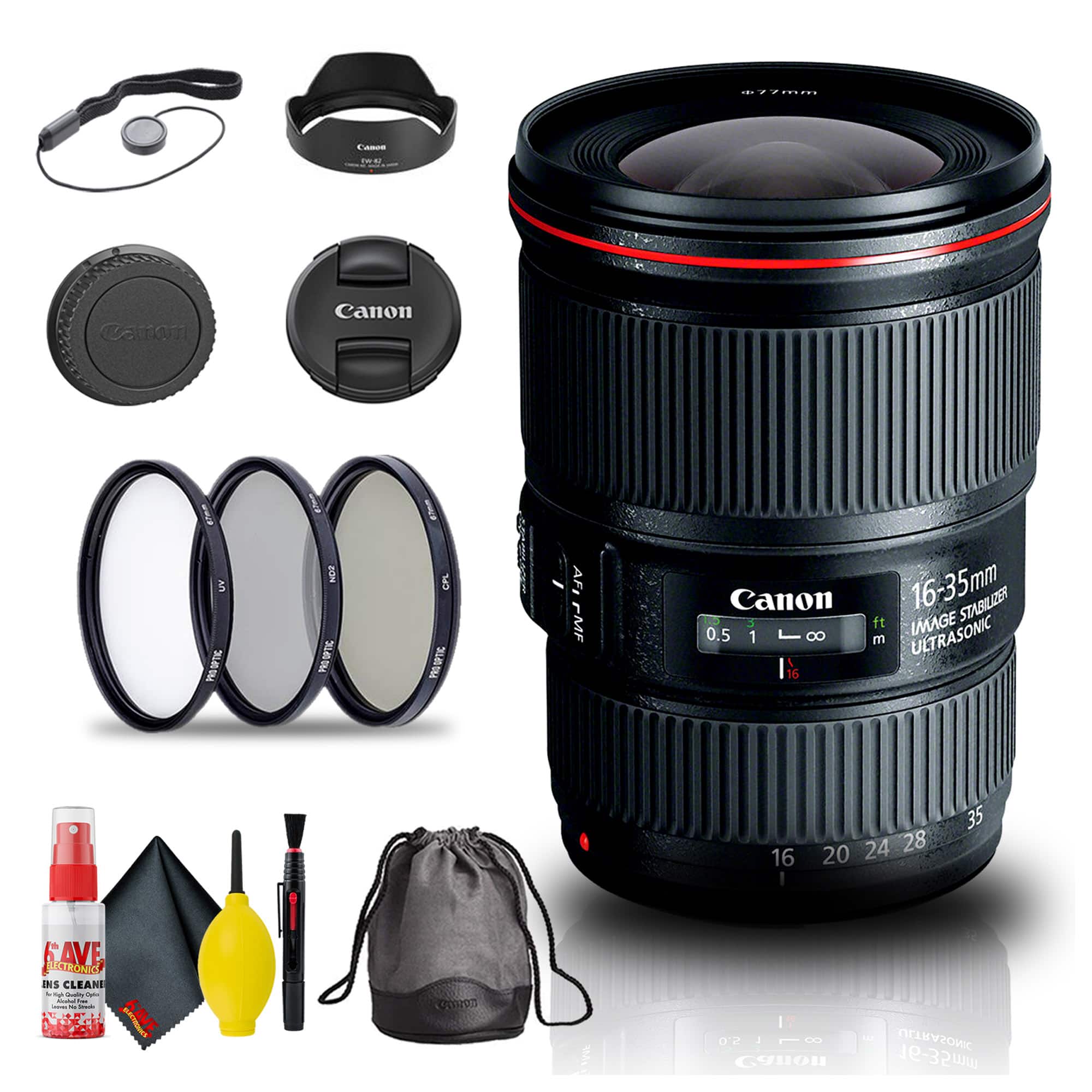 Canon - EF 16-35mm f/4L IS USM Lens (9518B002) + Filter Kit + Cap Keeper Base Bundle (International Version) - Black