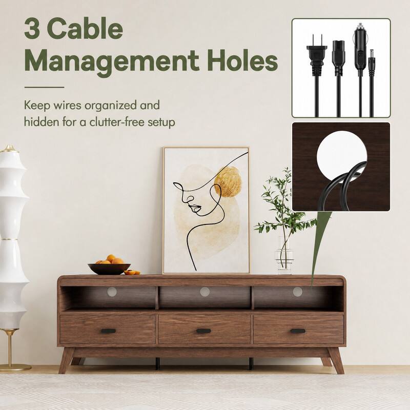 3 Cable Management Holes  
Keep wires organized and hidden for a clutter-free setup