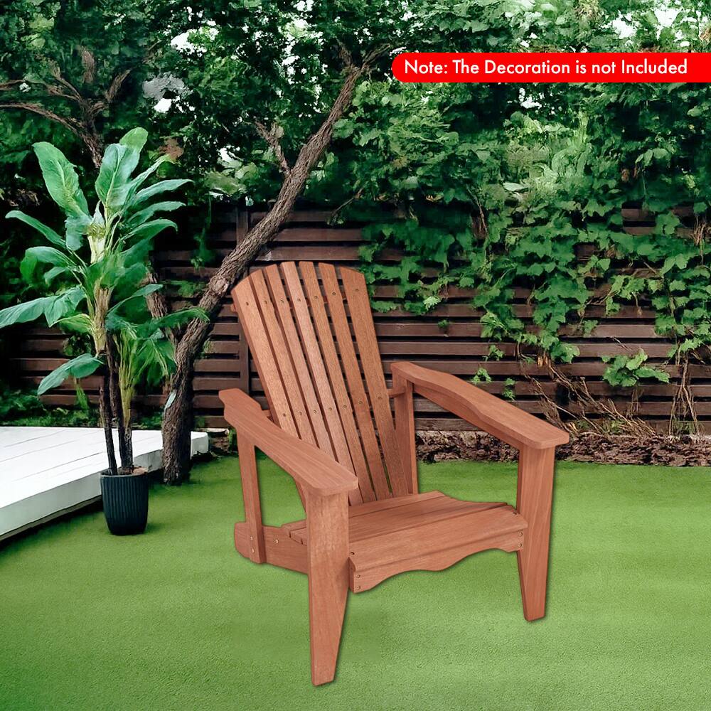 Angle. Hivvago - Wooden Adirondack Chair with Tall Back and Oversized Armrests - Natural.