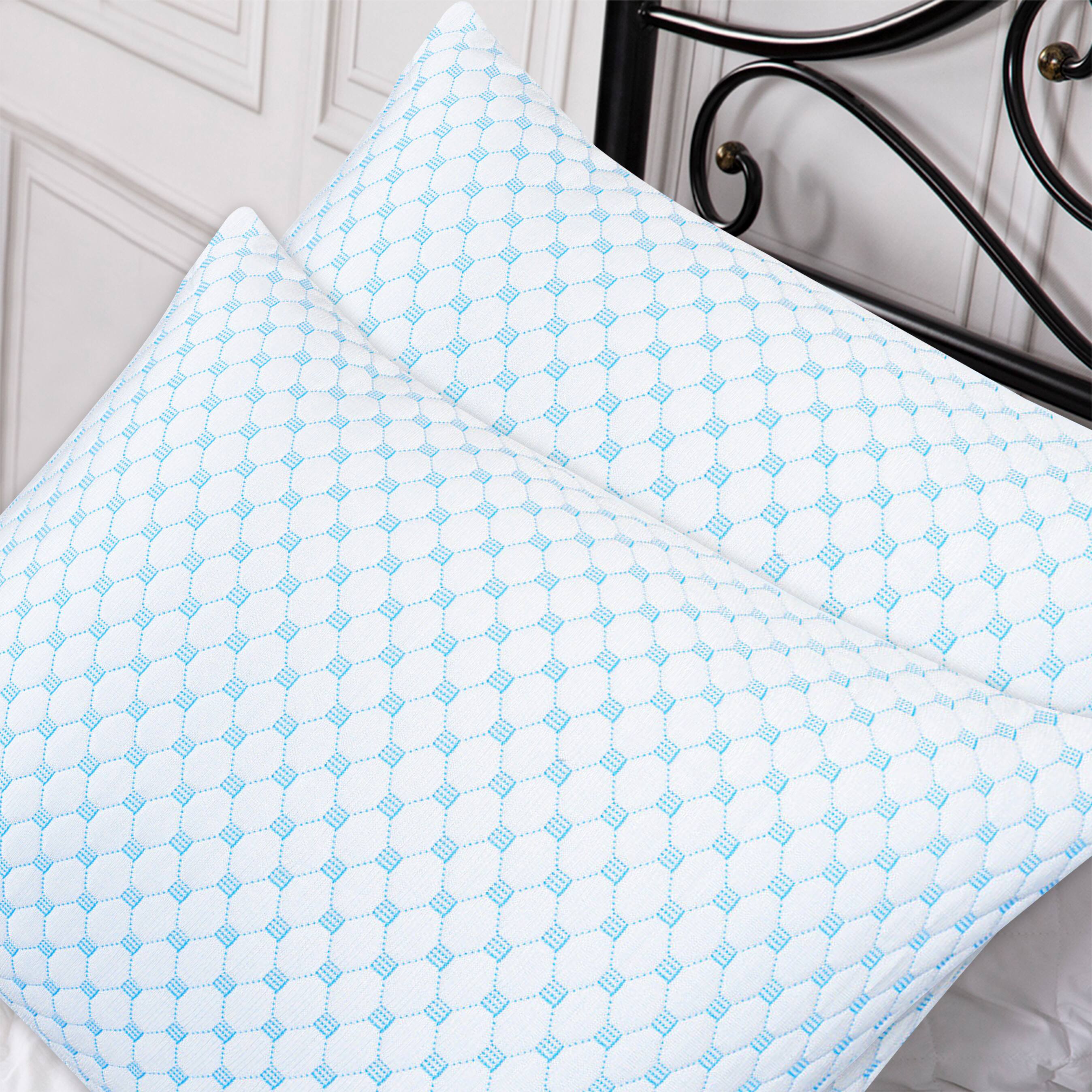 Left. Bibb Home - Bibb Home Cooling Memory Foam Pillow with Removable Cover - Standard.