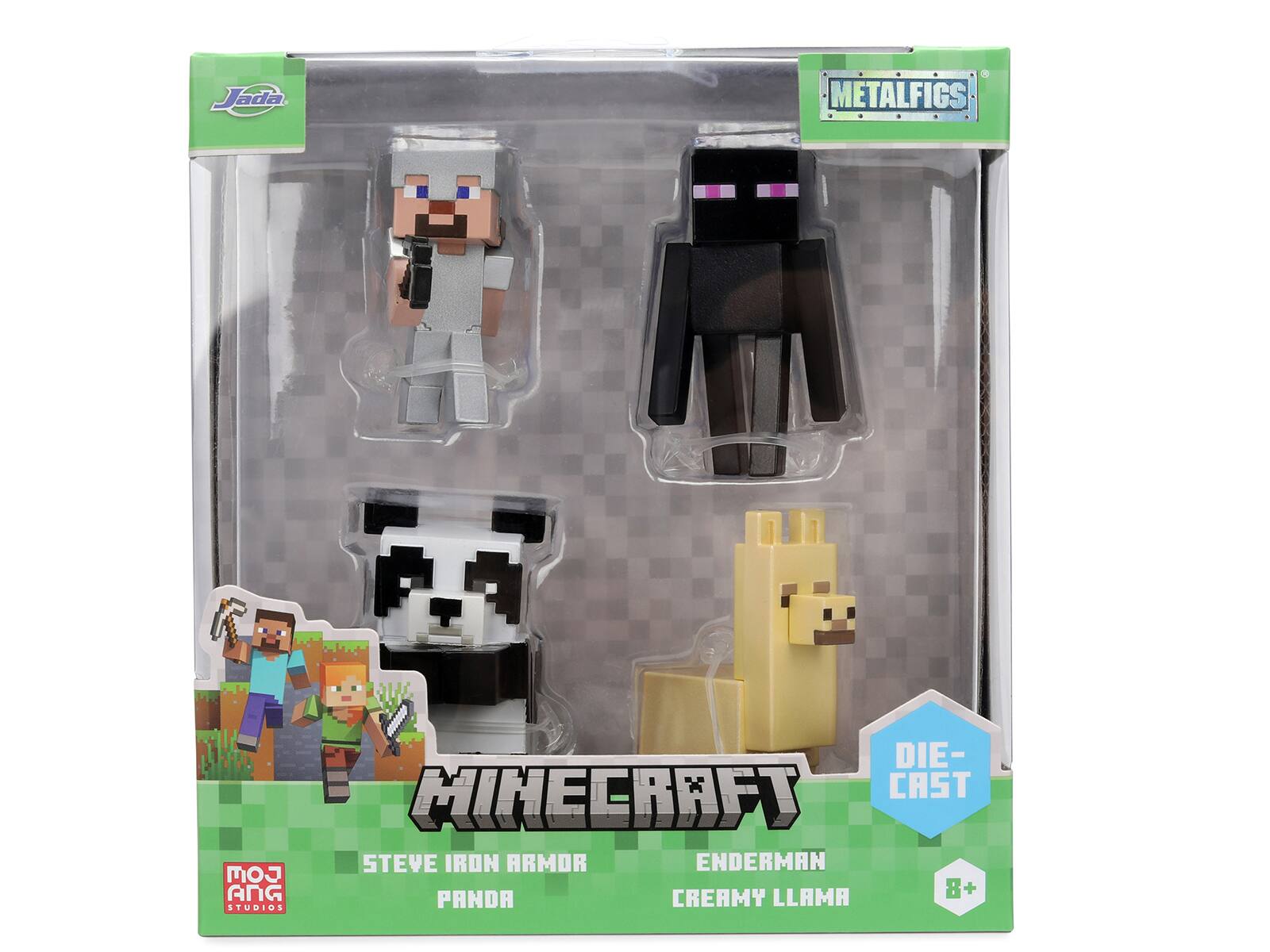 Jada METALFIGS DIE-CAST STEVE IRON ARMOR ENDERMAN PANDA CREAMY LLAMA 8+ STUDIOS