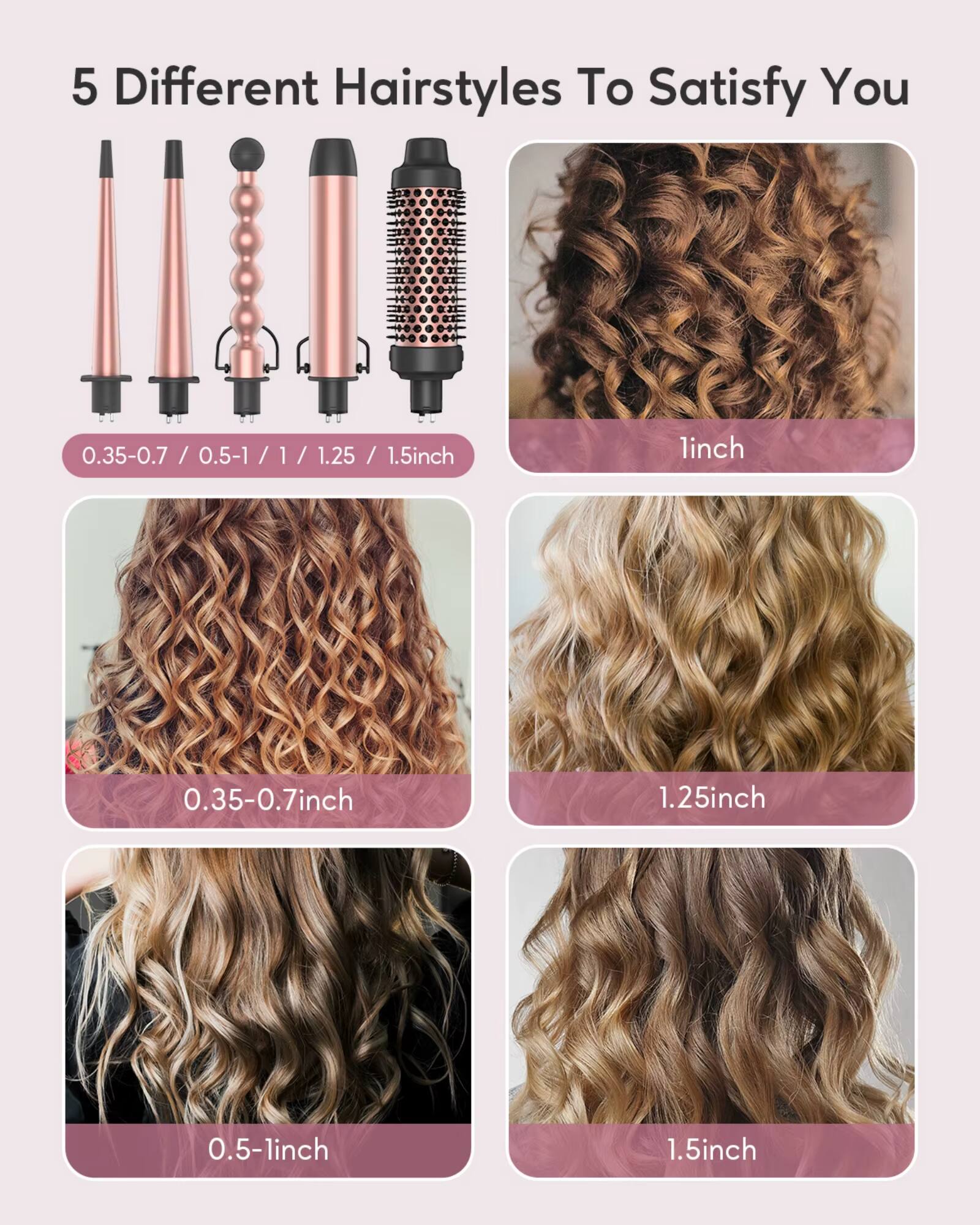 5 Different Hairstyles To Satisfy You

0.35-0.7 / 0.5-1 / 1 / 1.25 / 1.5 inch

0.35-0.7 inch  
1 inch  
1.25 inch  
0.5-1 inch  
1.5 inch