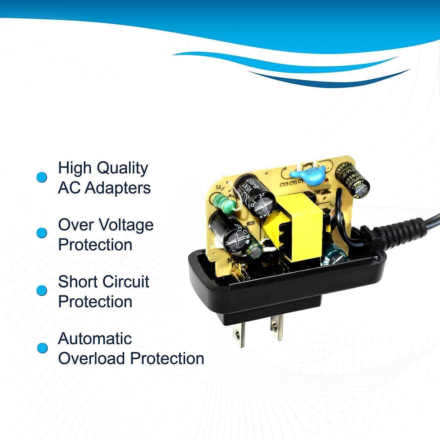High Quality AC Adapters  
- Over Voltage Protection  
- Short Circuit Protection  
- Automatic Overload Protection