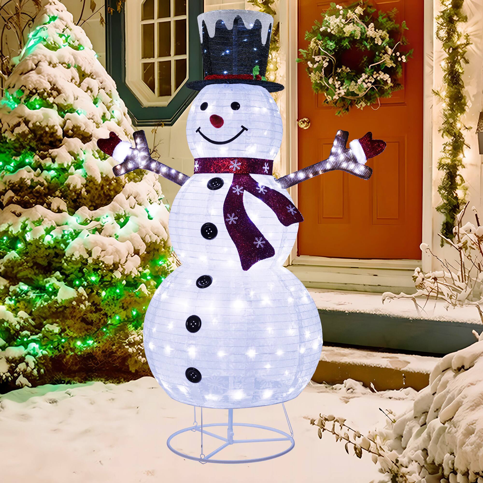 Alt View 3. Gymax - Gymax 6ft Lighted Pop-Up Christmas Snowman w/ Hat & Scarf 180 Pre-Lit LED Lights - Cold White.