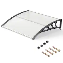 Gymax - Exterior Entryway Canopy Awning Outdoor Patio Overhang w/ UPF50+ Rating - Gray