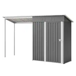 Mondawe - 5x3FT 2-in-1 Galvanized Steel Shed & Gazebo Combo, Lean-To Storage with Open Pergola - Gray