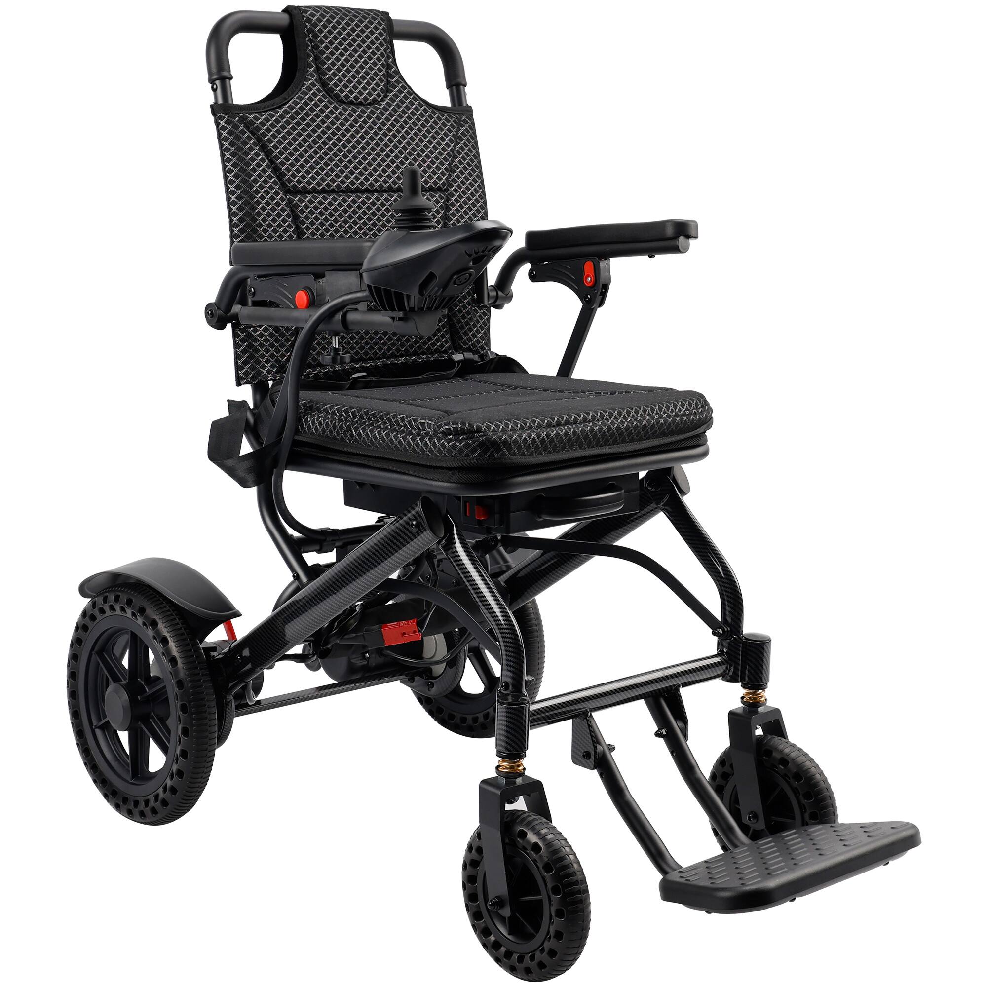 Angle. Topteng - 360W Lightweight Folding Electric Wheelchair - 25-Mile Range, 46LBS, for Adults & Seniors Black - Black.