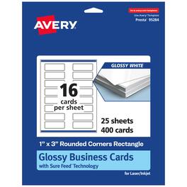 Avery - 1" x 3" Rectangle Rounded Corner Cards, Glossy 400ct - White