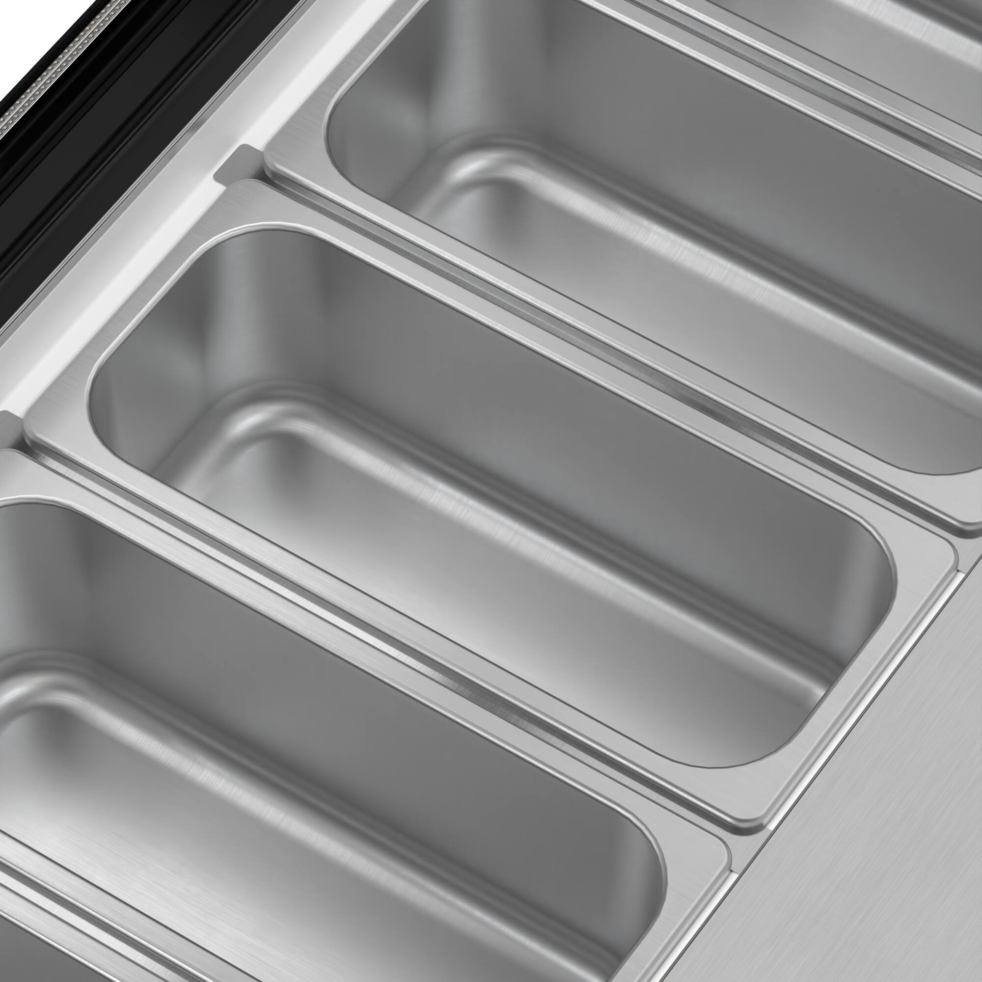 Alt View 4. Koolmore - 45 in. 6-Pan Countertop Ice Cream Display Freezer with Curved Glass Top in Stainless-Steel (KM-CGDR-6P) - Stainless-Steel and Black.