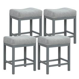 Costway - 24.5" Bar Stool Set of 4 with Solid Rubber Wood Frame Humanized Footrest Kitchen - Gray