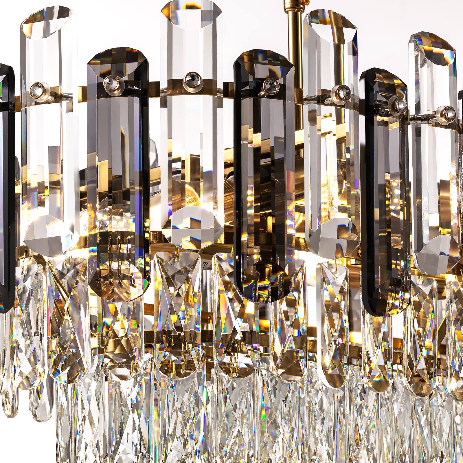 Alt View 9. Siljoy - 47.2-inch Luxury K9 Gold Crystal Chandelier Dimmable Height-Adjustable E12 for Dining Room Kitchen Island Living Room - Gold.