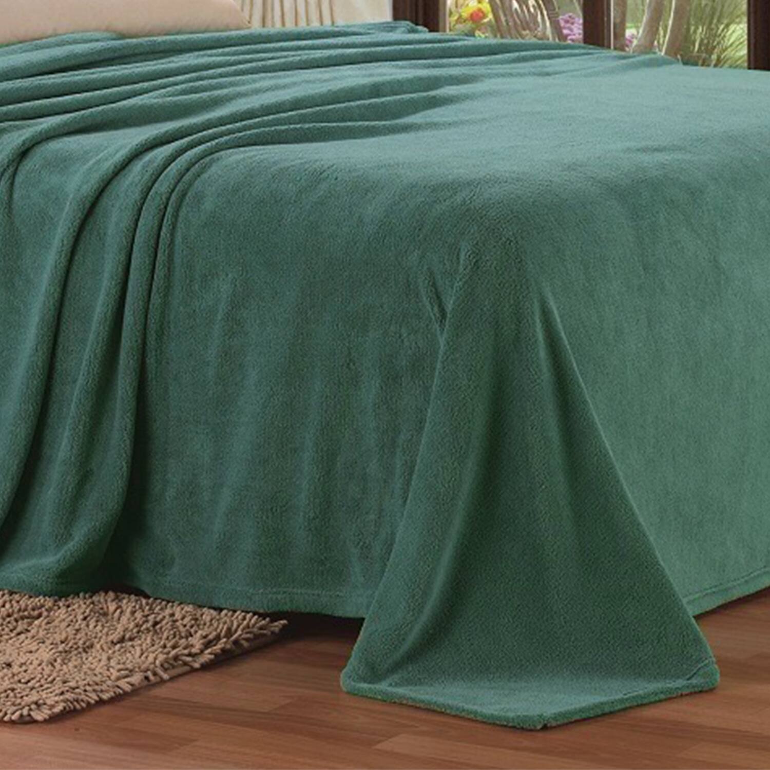 Alt View 3. Noble House - Plazatex Micro Plush Solid Parteen Soft Comfortable and Lightweight All Seasons Blanket Twin Green - Green.