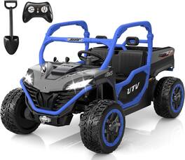 ANPABO - 24V Ride On Toys, 2 Seater, 4x75W, Remote Control, 3 Speed with Music & Bluetooth, Ride On Toy for Kids Ages 3-8 - Blue