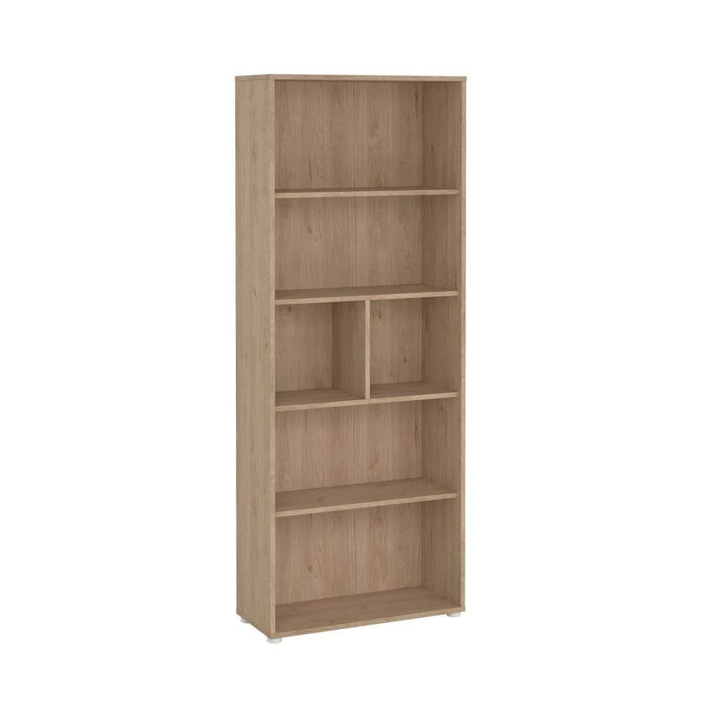 FurniFact - 6-Shelf Bookcase with Adjustable Storage Shelves for Office Use - Brown