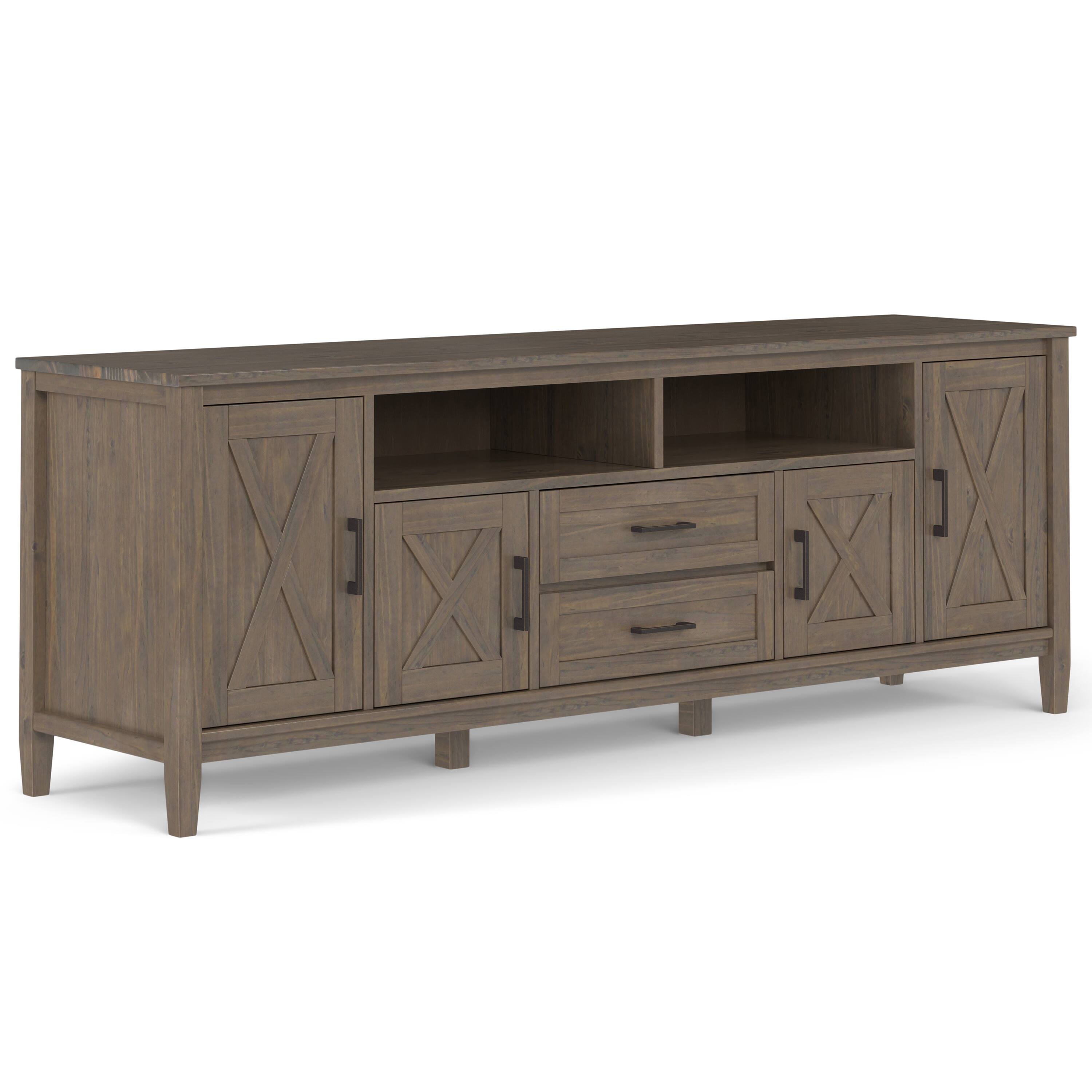 Front. Simpli Home - Ela SOLID WOOD 72 inch Wide Transitional TV Media Stand - Smoky Brown.
