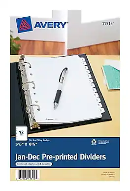 Avery - Pre-Printed Mini Paper Dividers, Jan-Dec Tabs - White