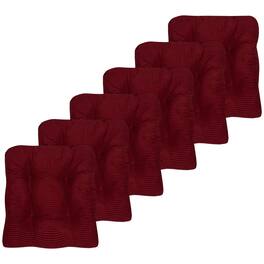 Sweet Home Collection - Crushed Memory Foam Tufted Chair Cushion Non Slip Microdot Rubber Back, 6-Pack - Burgundy