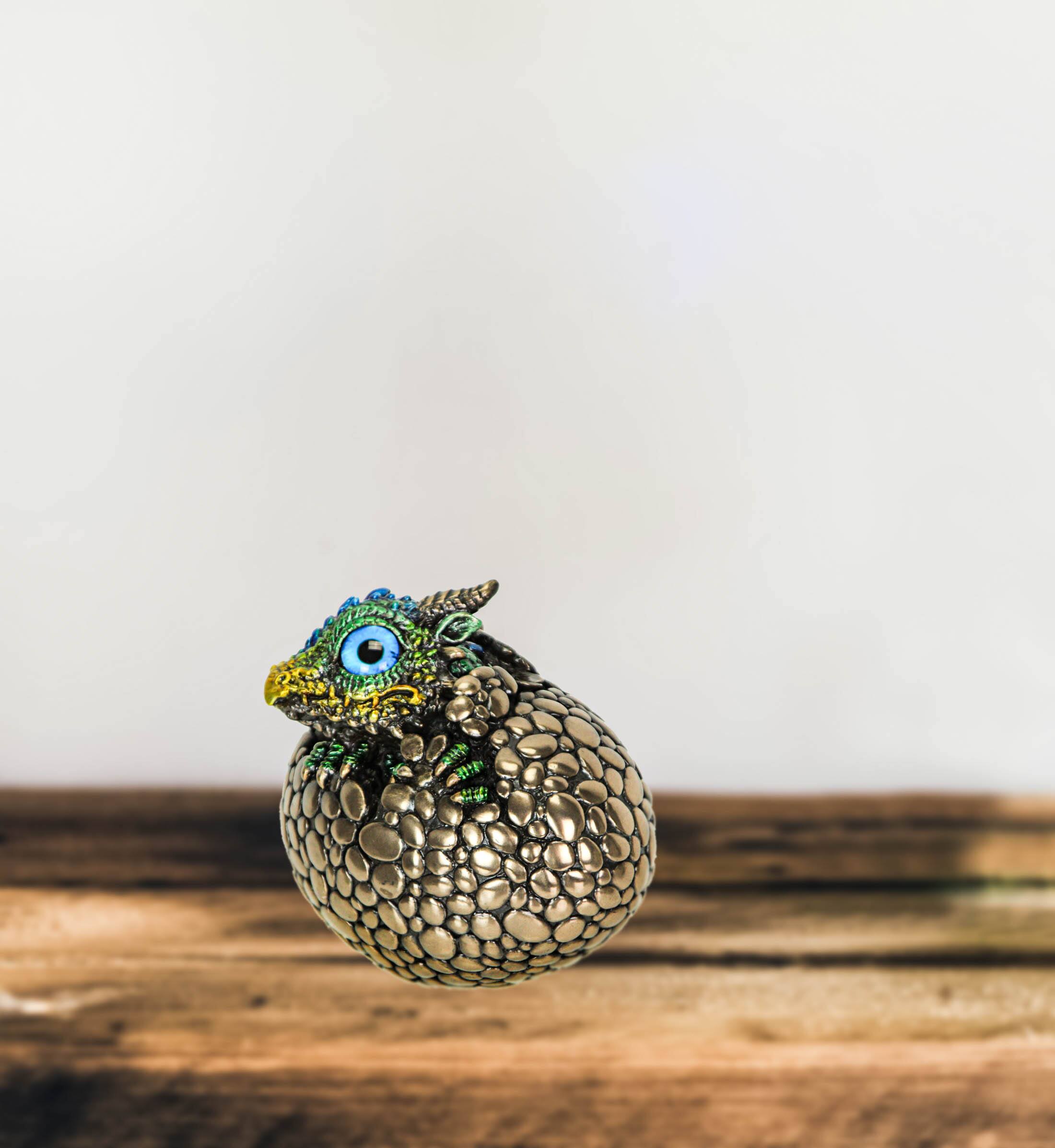 Alt View 3. Veronese Design - Bronze Finish Dragon Hatchling Figurine with Hand Painted Color Accents - Multicolored.