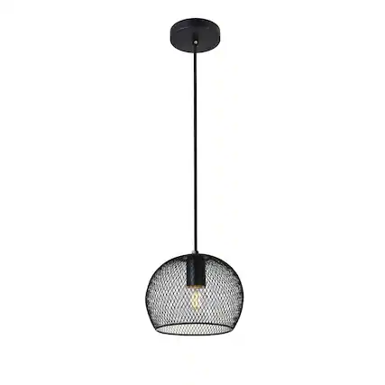Front. Living District - Keller 1 Light Black Pendant - Black.