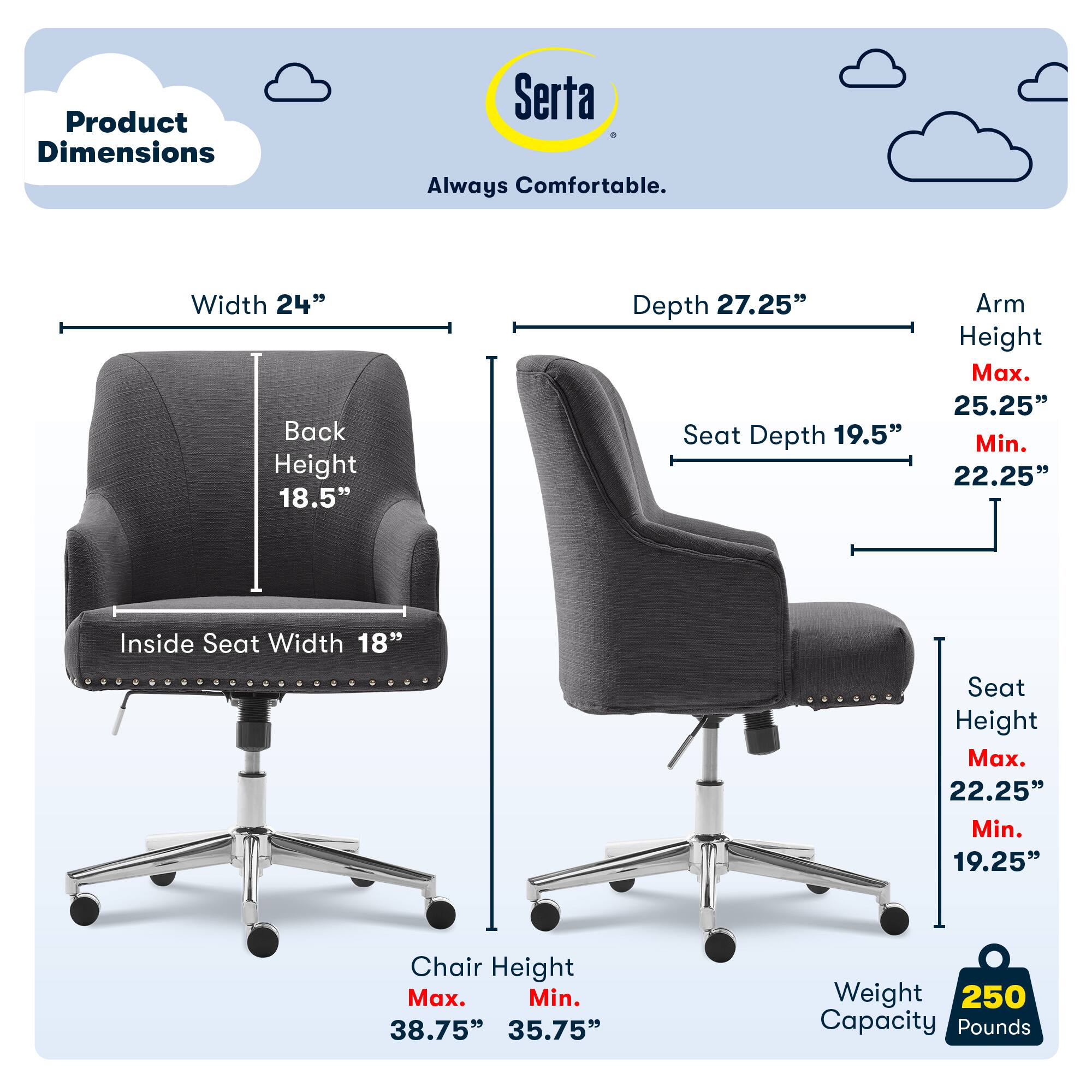 Serta – Leighton Modern Memory Foam & Twill Fabric Home Office Chair – Graphite Sansujyuku sansujyuku.com