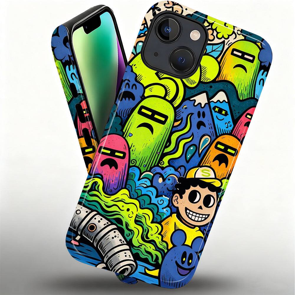 Alt View 1. BUBM - Smartphone Case for iPhone - 2-Layer Durable Smartphone Protection Case - Ghost City - Ghost City for iPhone 14 Plus.